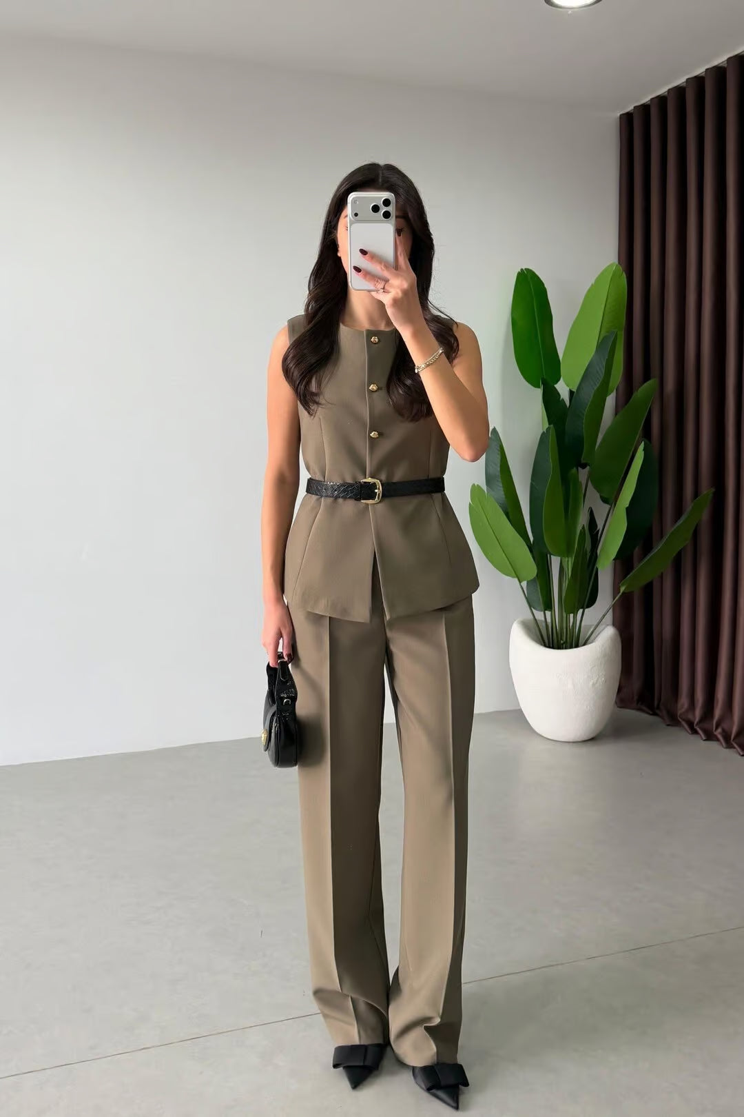 Marceline - Ensemble gilet et pantalon avec ceinture