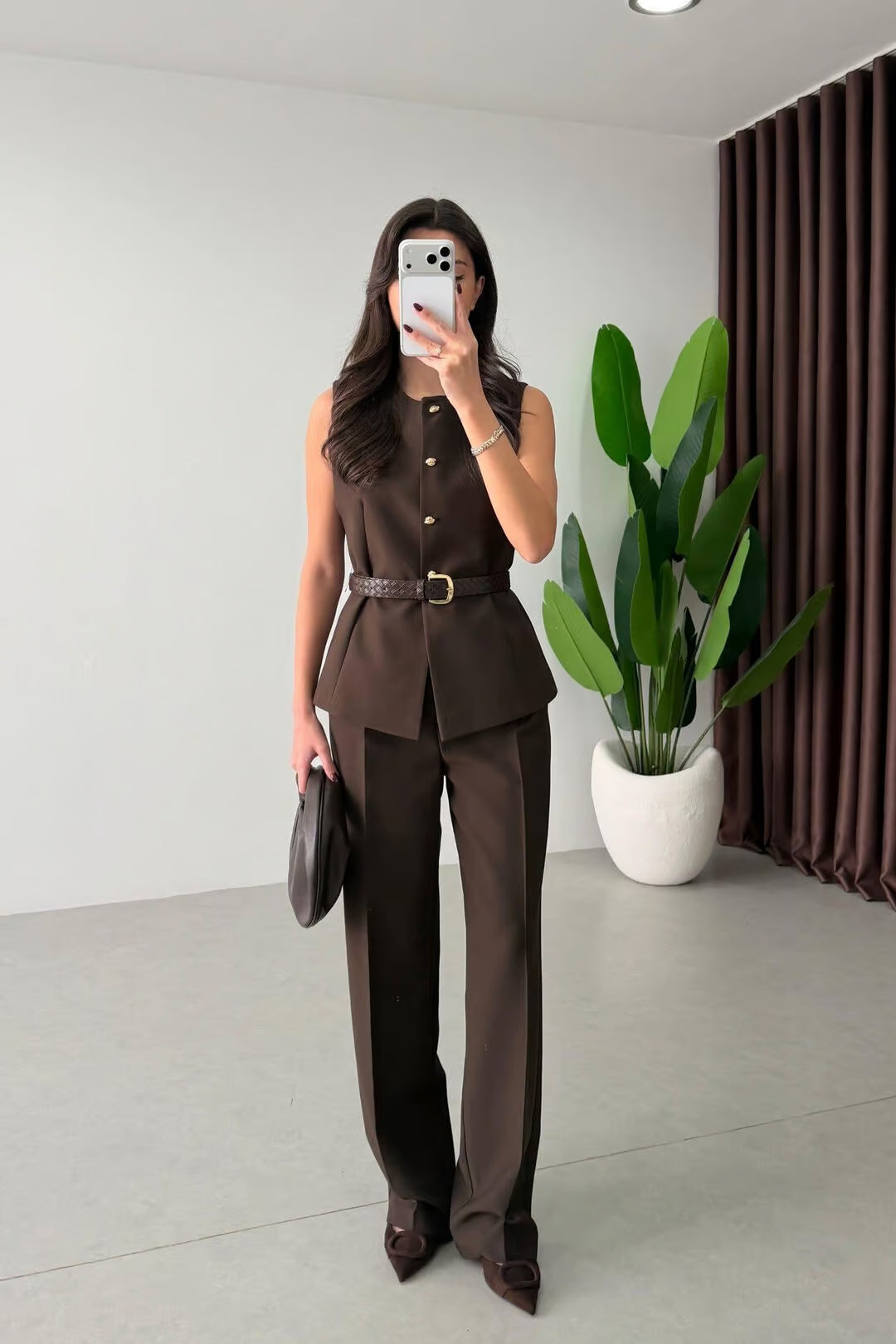 Marceline - Ensemble gilet et pantalon avec ceinture
