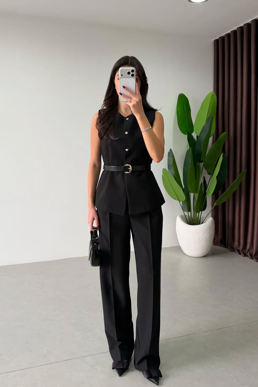 Marceline - Ensemble gilet et pantalon avec ceinture