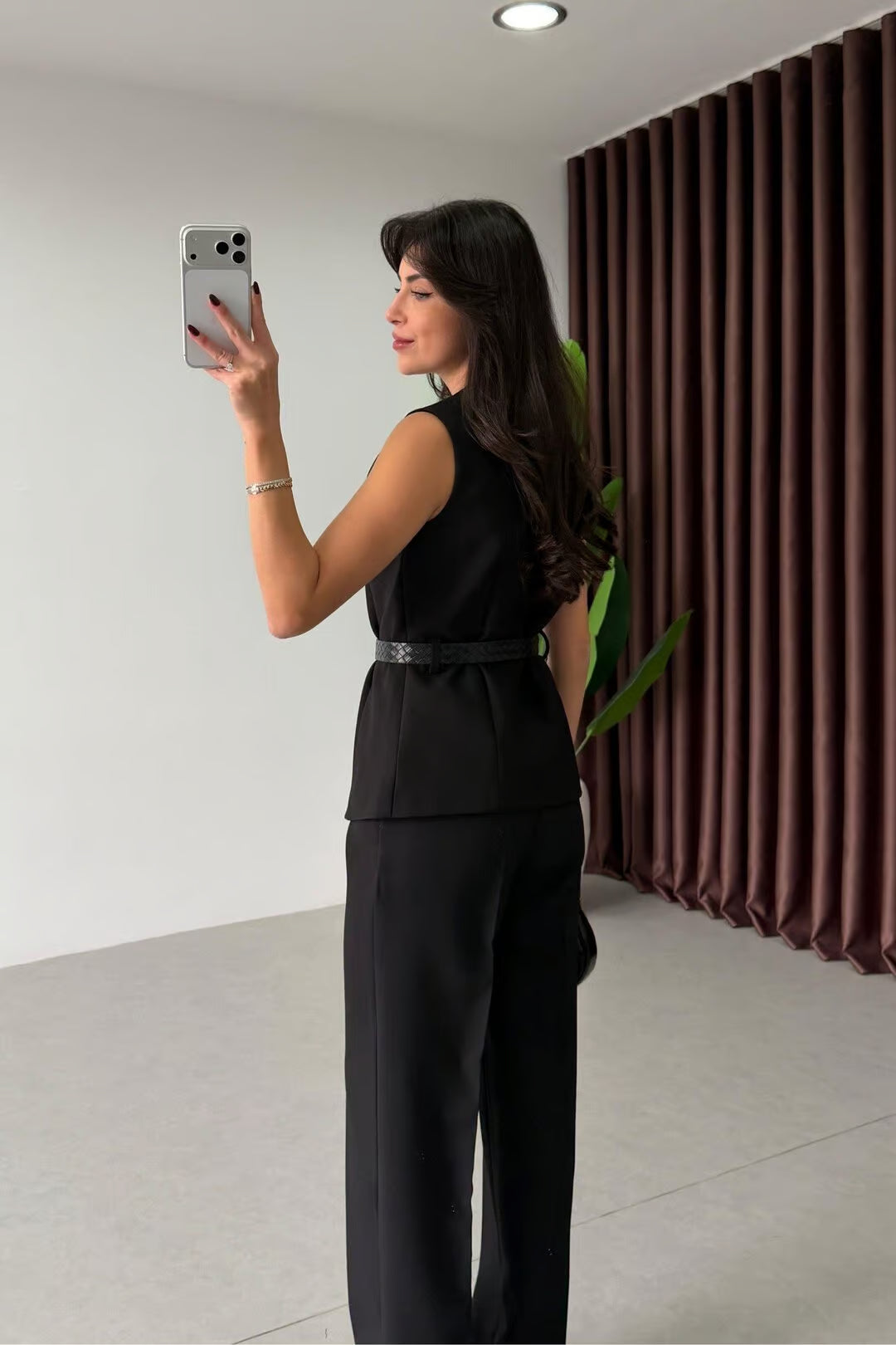 Marceline - Ensemble gilet et pantalon avec ceinture