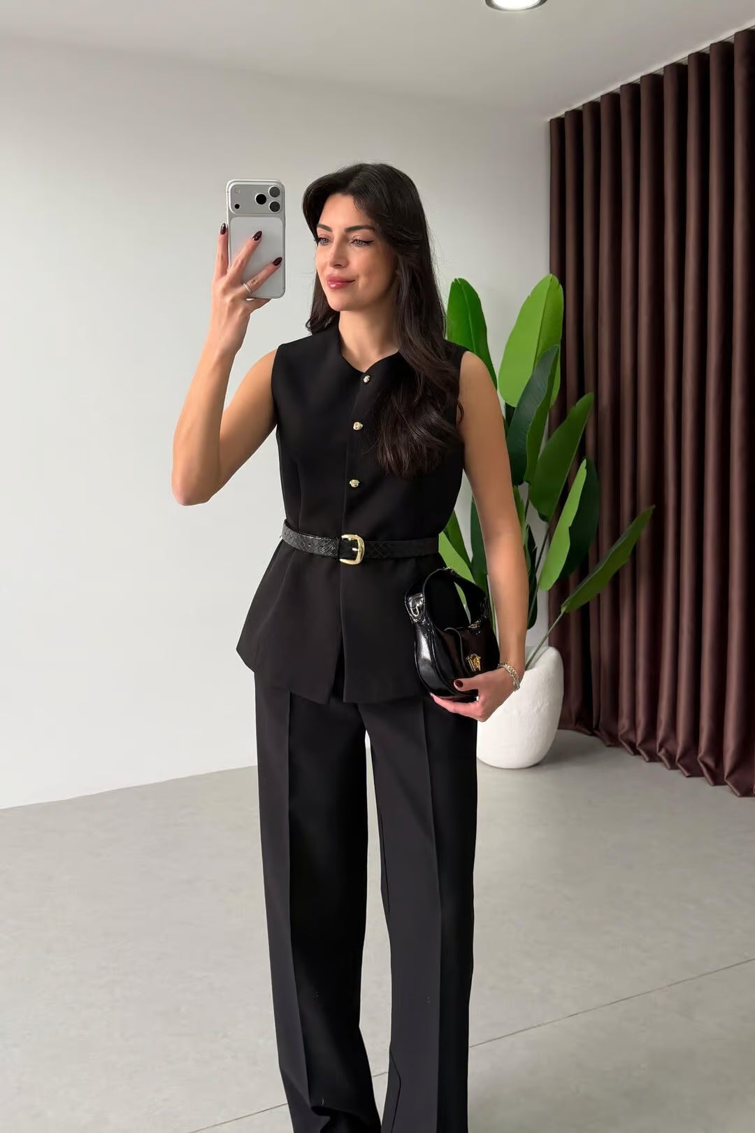 Marceline - Ensemble gilet et pantalon avec ceinture