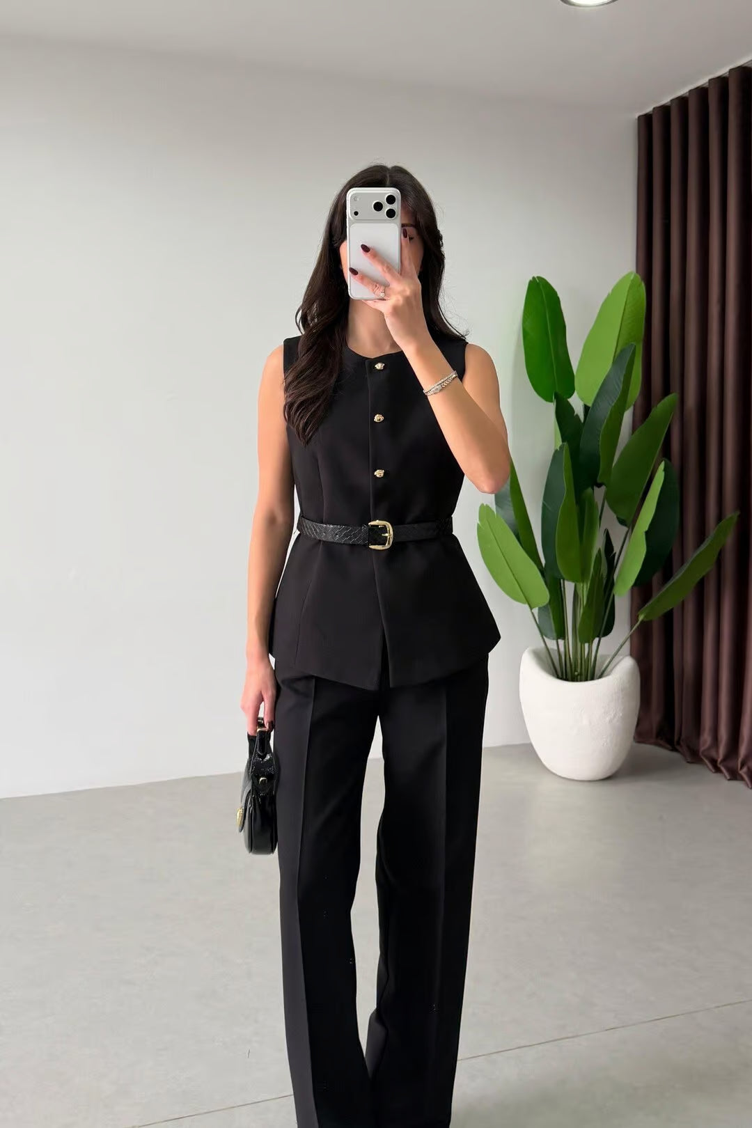 Marceline - Ensemble gilet et pantalon avec ceinture